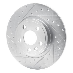 Jaguar E-Pace Brake Rotor (1) - Rear Left - R1 Concepts - Drilled & Slotted - Silver - `15-`20